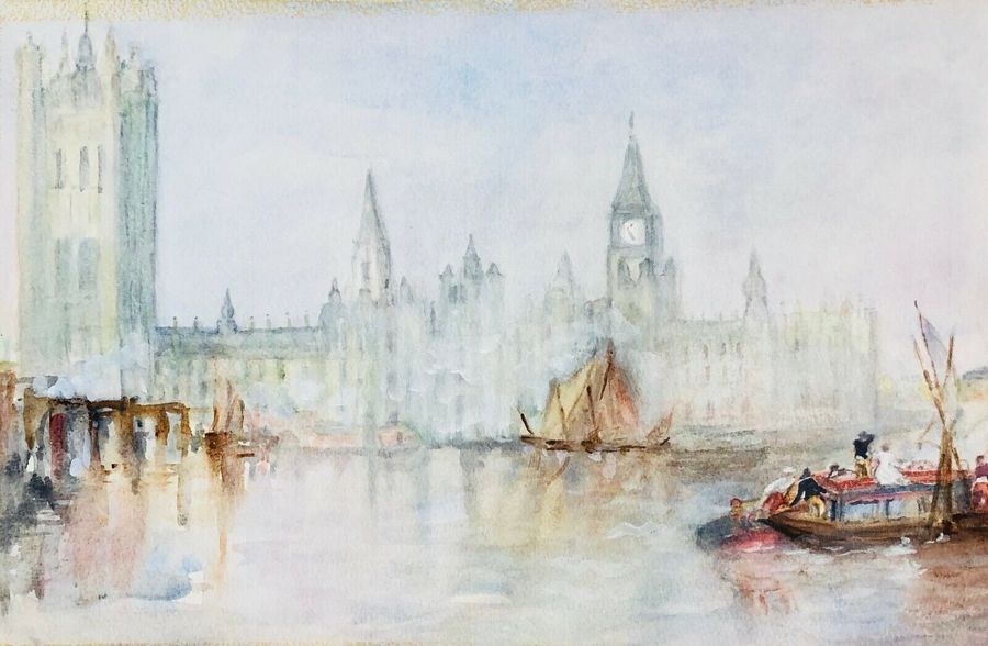 Constant Lt Fo..? Watercolour, The Thames by Parliament, Signed (M) - a political collectible